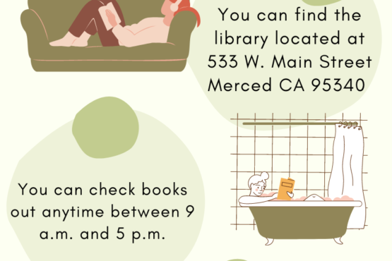 an infographic that outlines how to check out books from yli Merced's LGBTQ+ library